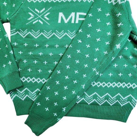 MFC Green Christmas Sweater Crewneck Knit Unisex Holiday Pullover Size S - Picture 3 of 7